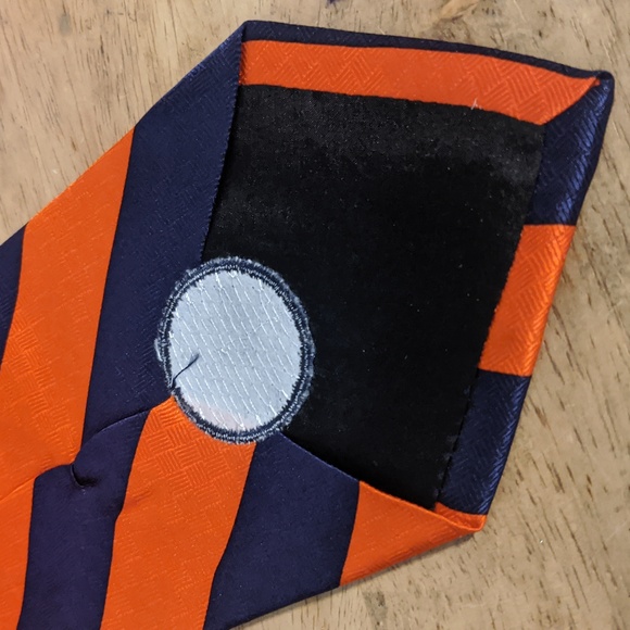 Vintage University of Illinois Silk Tie Stripes Logo Orange Blue Adult Illini - Picture 6 of 7